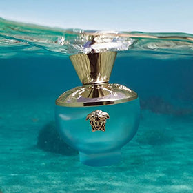 Versace Dylan Turquoise box and cap detail highlighting design and authenticity benefit gift-ready presentation