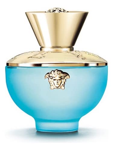 Versace Dylan Turquoise lifestyle summer scene showing bottle by beach benefiting daytime wearability