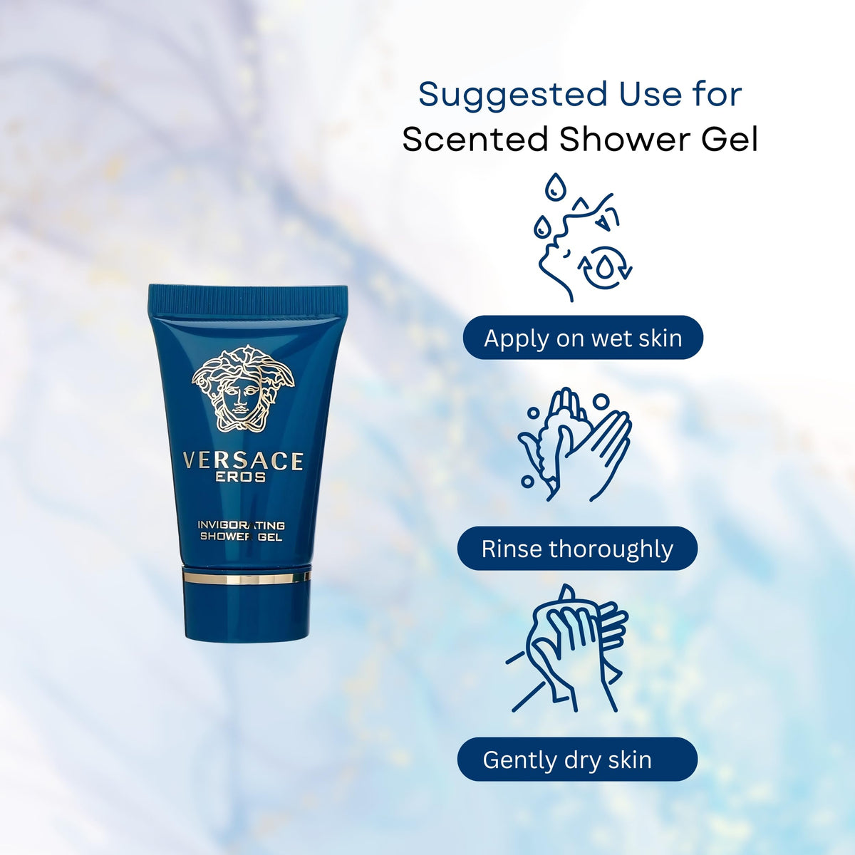 Versace Eros perfumed aftershave balm applied to hand for soothing and fragrance