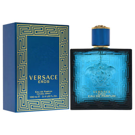 Versace Eros held in hand to show 100ml size and travel-friendly scale