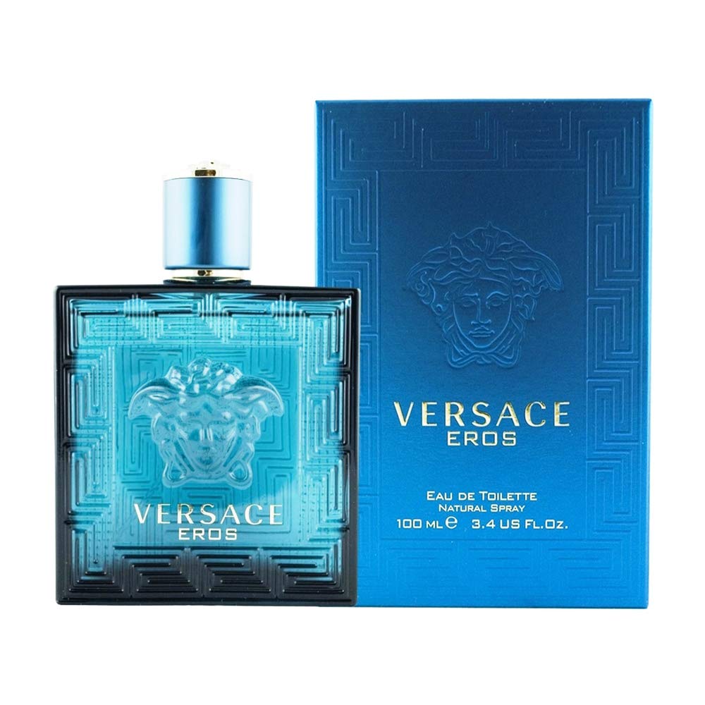 Versace Eros bottle front view showing design and Versace branding for confident presentation
