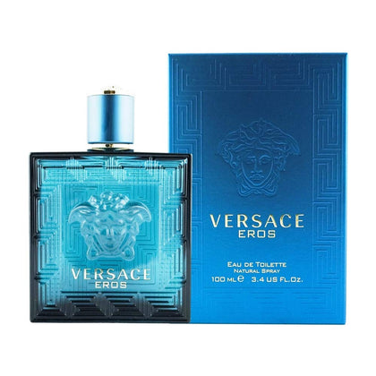 Versace Eros bottle front view showing design and Versace branding for confident presentation