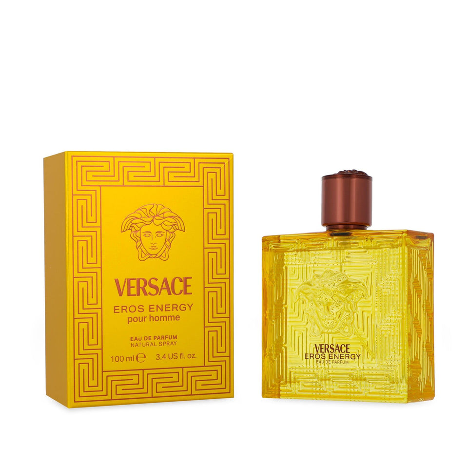 Versace Eros Energy front bottle view showing elegant design and brand confidence
