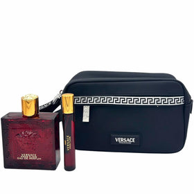 Versace Eros Flame angled bottle detail highlighting textured finish for premium look