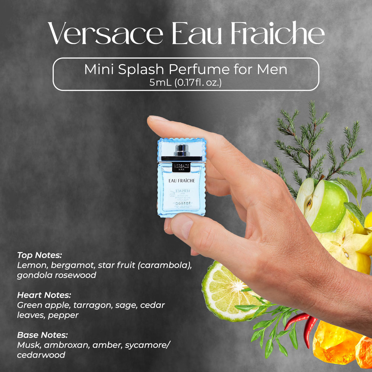 Versace Eros Flame vial label detail showing branding and composition benefit informed choice