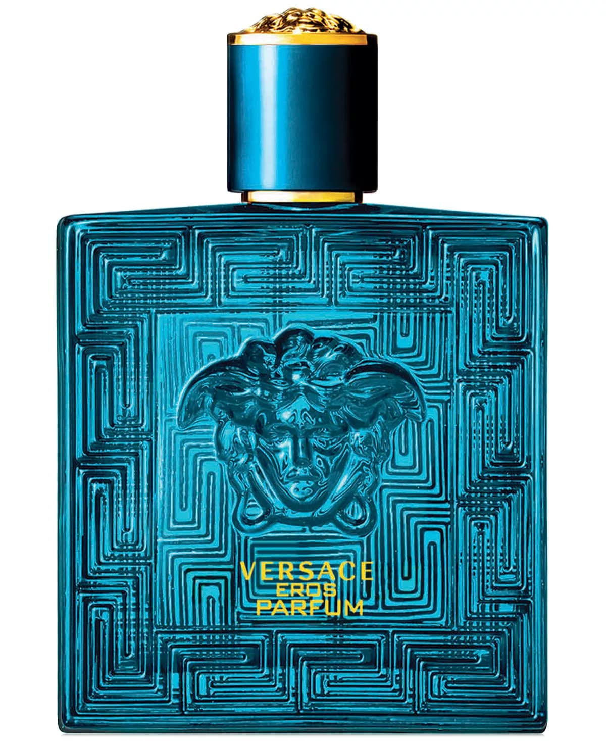 Versace Eros front bottle view showing elegant design and lasting impression