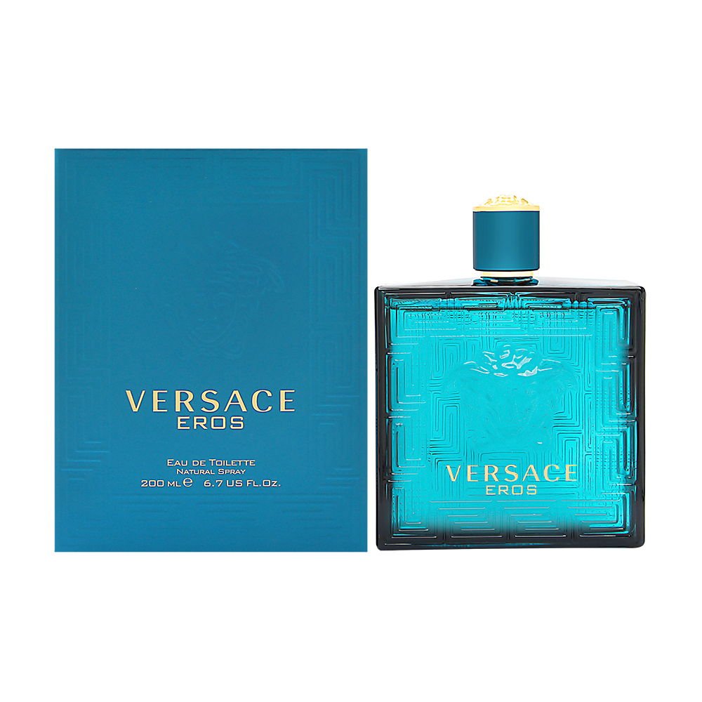 Versace Eros bottle front view conveys boldness and long-lasting scent