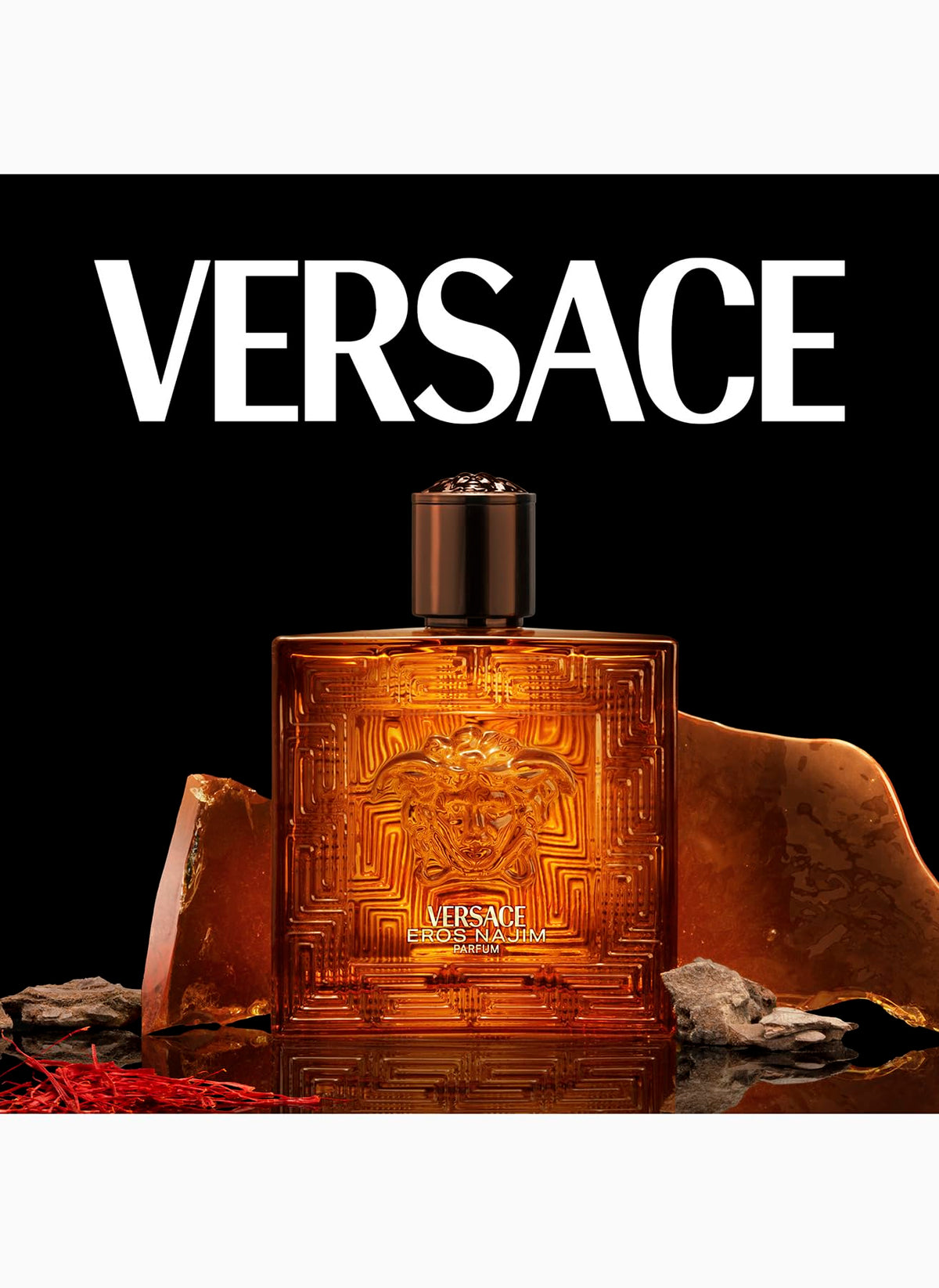 Versace Eros Najim in lifestyle setting on dressing table suggesting confidence and style