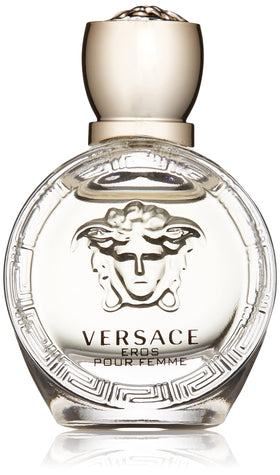 Versace bottle front view showing label and compact travel-friendly size
