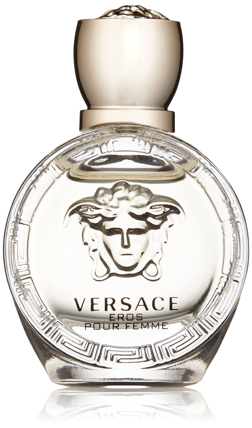 Versace bottle front view showing label and compact travel-friendly size