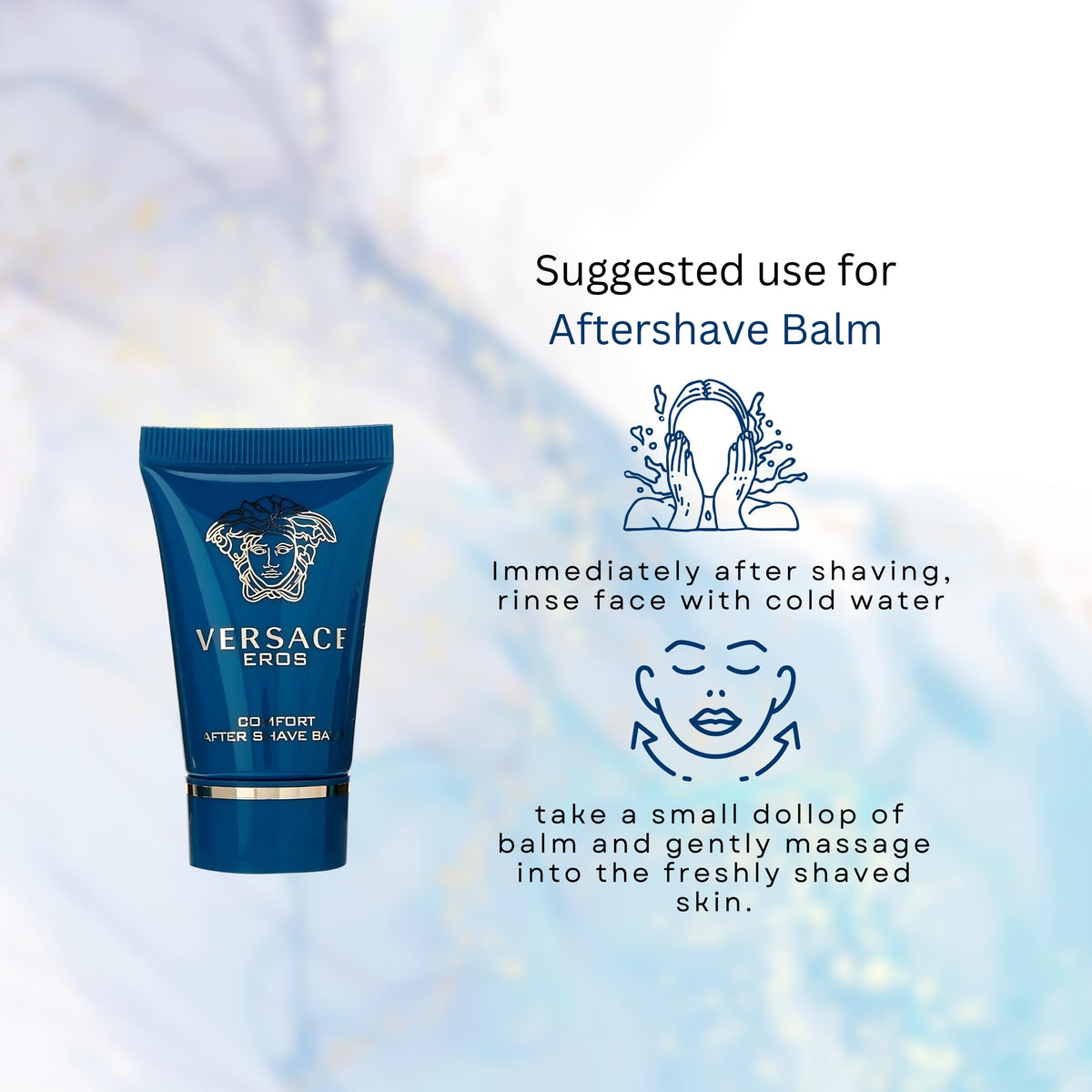 Versace Eros scented shower gel texture poured to show cleansing and subtle scent