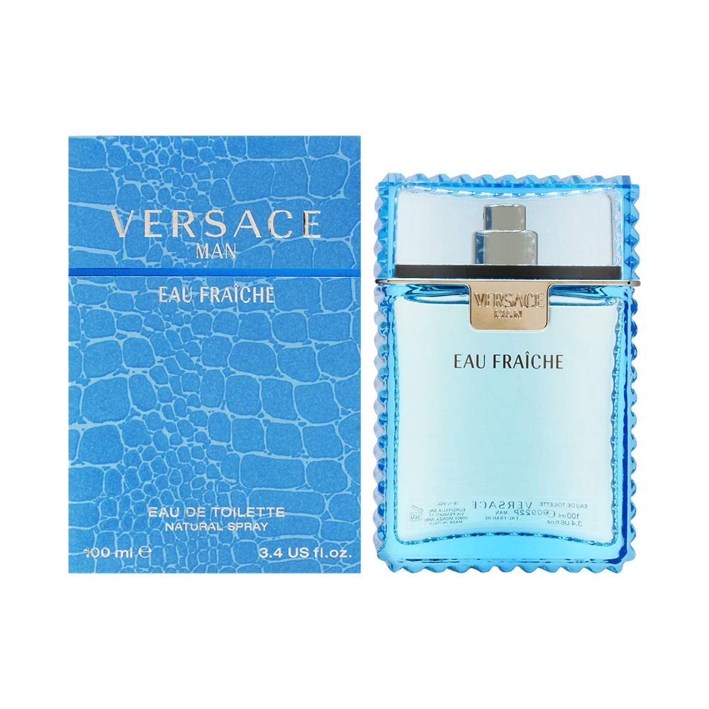 Versace bottle front view showcasing fresh design and daytime versatility