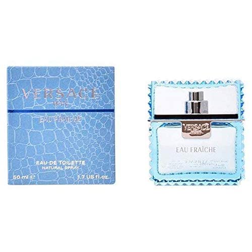 Versace bottle next to a hand to show the 3.4 oz size