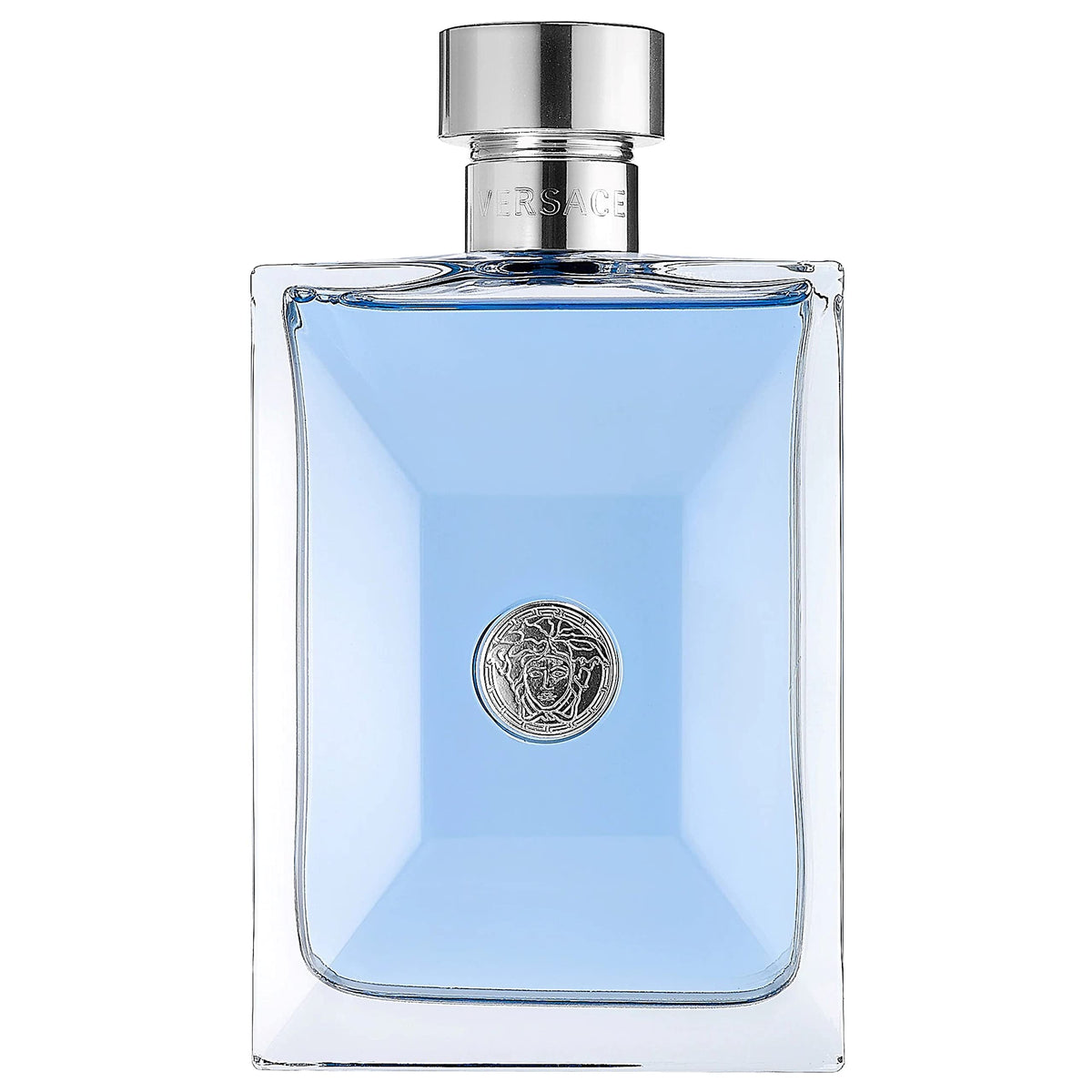 Versace bottle front view showing sleek design and brand prestige