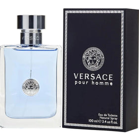Versace label close-up showing logo and product clarity benefit