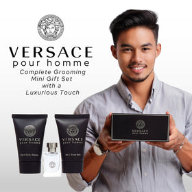 Versace Pour Homme mini after shave balm open to show soothing skincare benefit