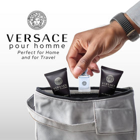 Versace Pour Homme mini hair and body shampoo texture shown to indicate gentle cleansing