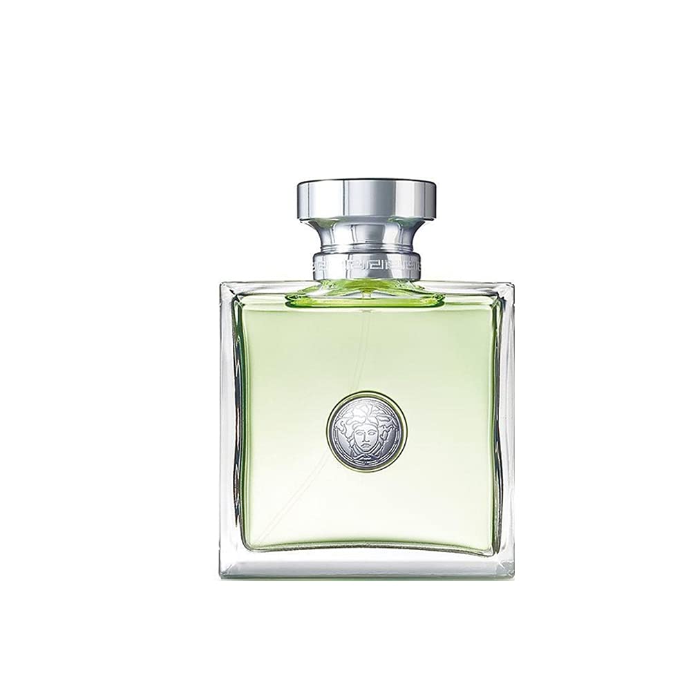 Versace Versense close-up of medusa seal and glass detail highlighting brand luxury