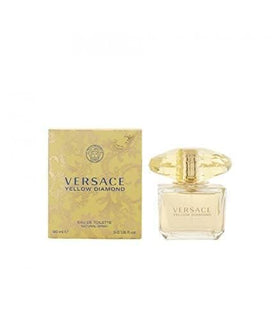 Versace Yellow Diamond cap detail with textured finish conveying premium craftsmanship benefit