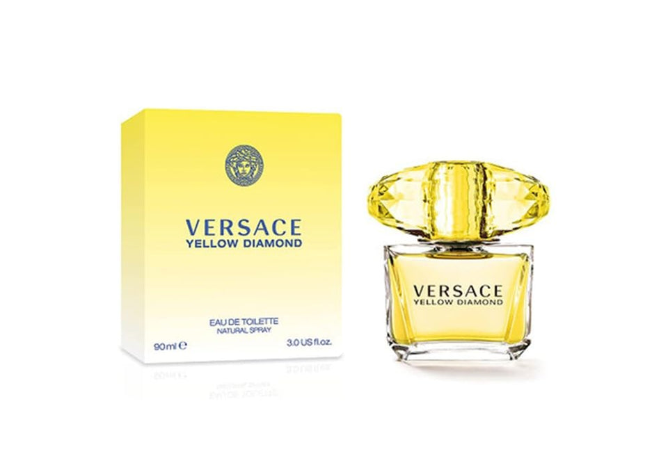 Versace Yellow Diamond front bottle showing elegant glass and yellow tint for instant recognition