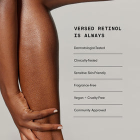 Versed label close-up showing active ingredients and transparency benefit