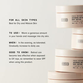 Versed cream on spoon with tucuma and cocoa butters for nourishing benefit