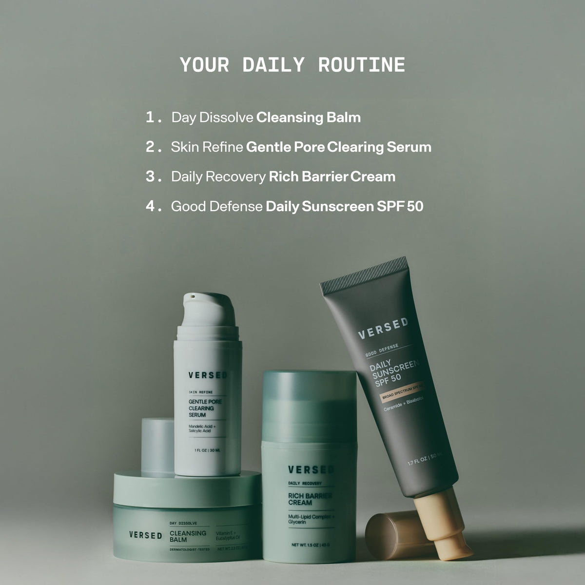 Versed applying serum to cheek demonstrating gentle pore-targeted benefit