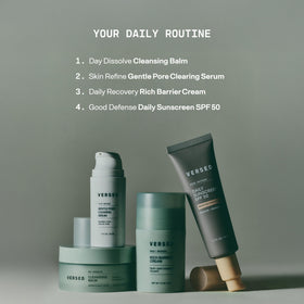 Versed applying serum to cheek demonstrating gentle pore-targeted benefit
