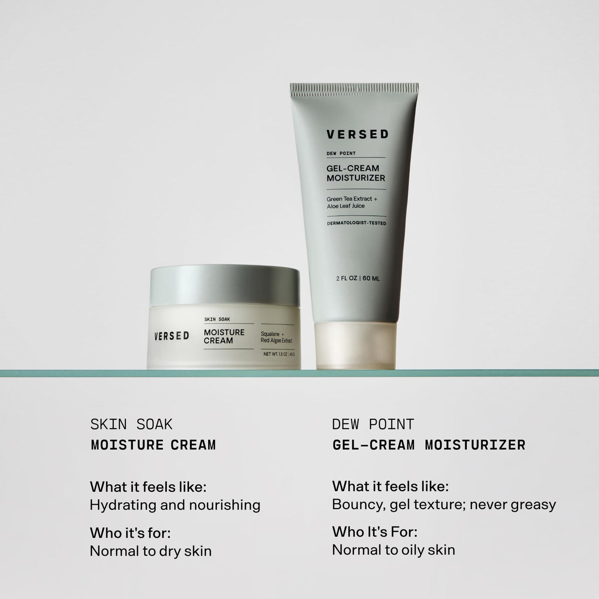 Versed Dew Point applied on hand demonstrating non-greasy, breathable finish