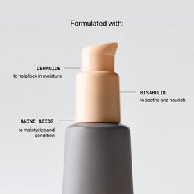 Versed sunscreen dispensed on hand demonstrating sheer blendability
