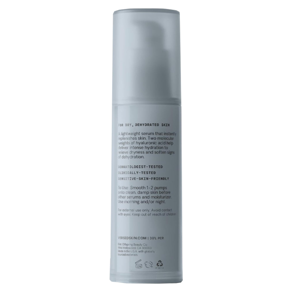 Versed Water Rush bottle on bathroom shelf showing everyday skincare placement