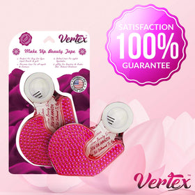 Vertex tape inside makeup bag lifestyle shot showing convenience for travel and fast fixes