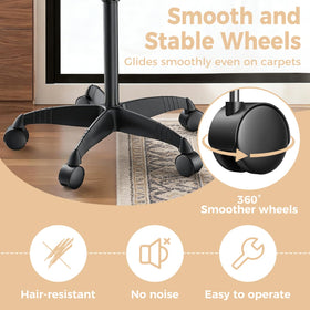VER YTOP caster wheel detail showing 360° swivel and hair-resistant design for smooth mobility