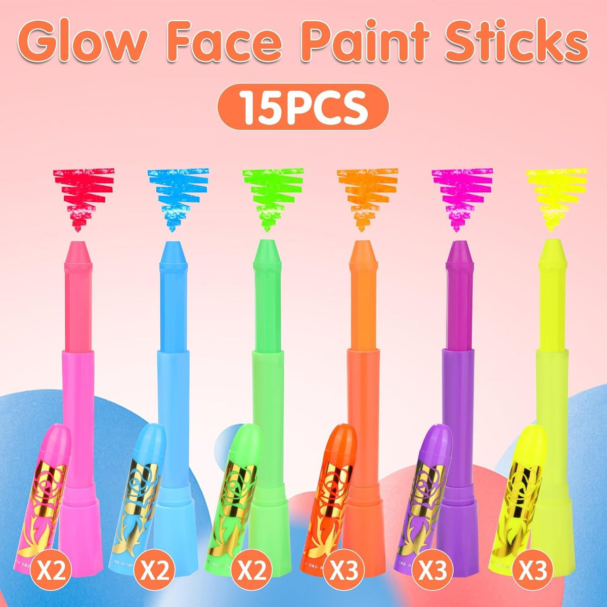 VESPRO face art under blacklight revealing bright fluorescence for striking event looks