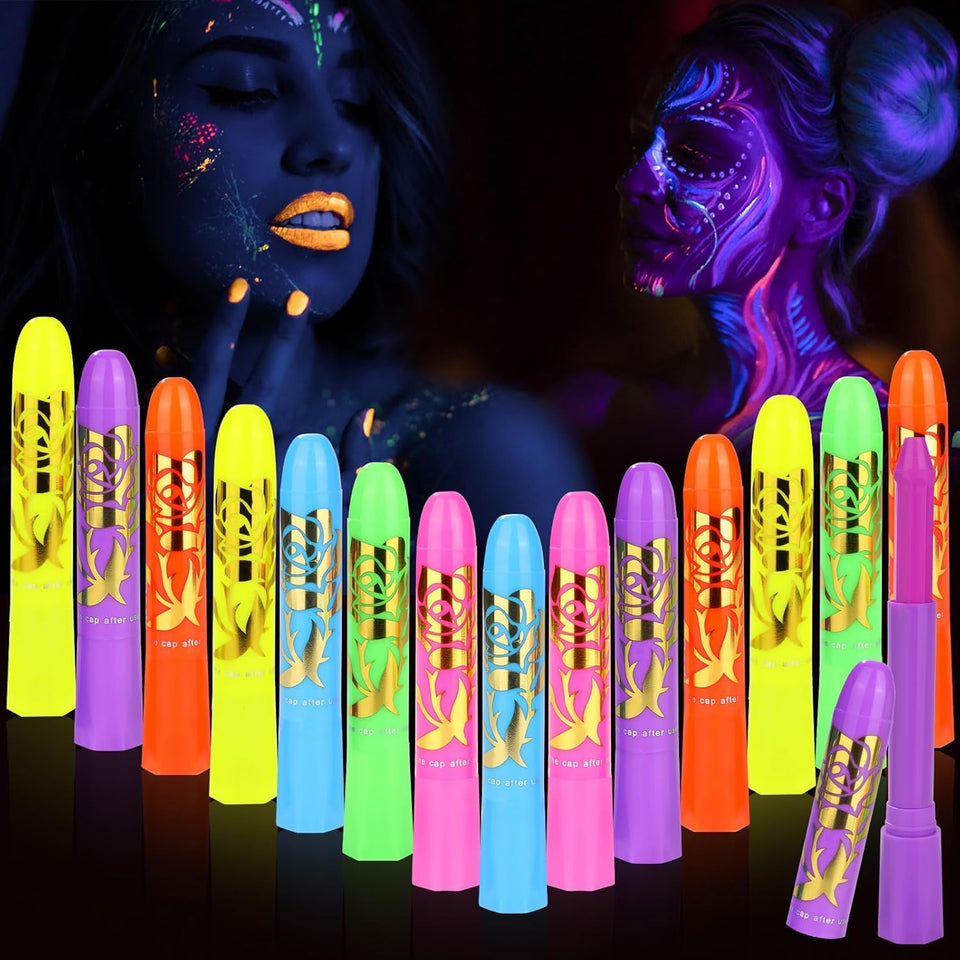 VESPRO front packaging showing 15 neon glow paint sticks and compact kit benefit