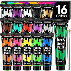Vetuslumen front packaging showing all 16 tubes and included brushes for vivid looks