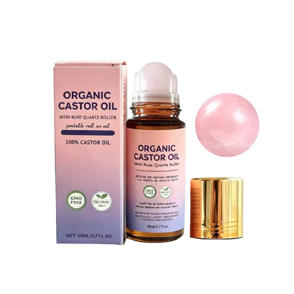 Veuvul front packaging showing bottle and rose quartz roller providing clean presentation