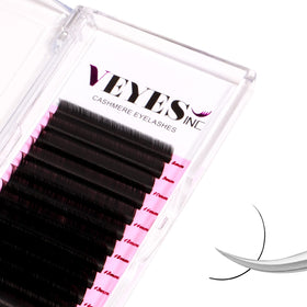 VEYES INC tray front view showing 0.03 CC 15mm cashmere lashes and professional layout benefit