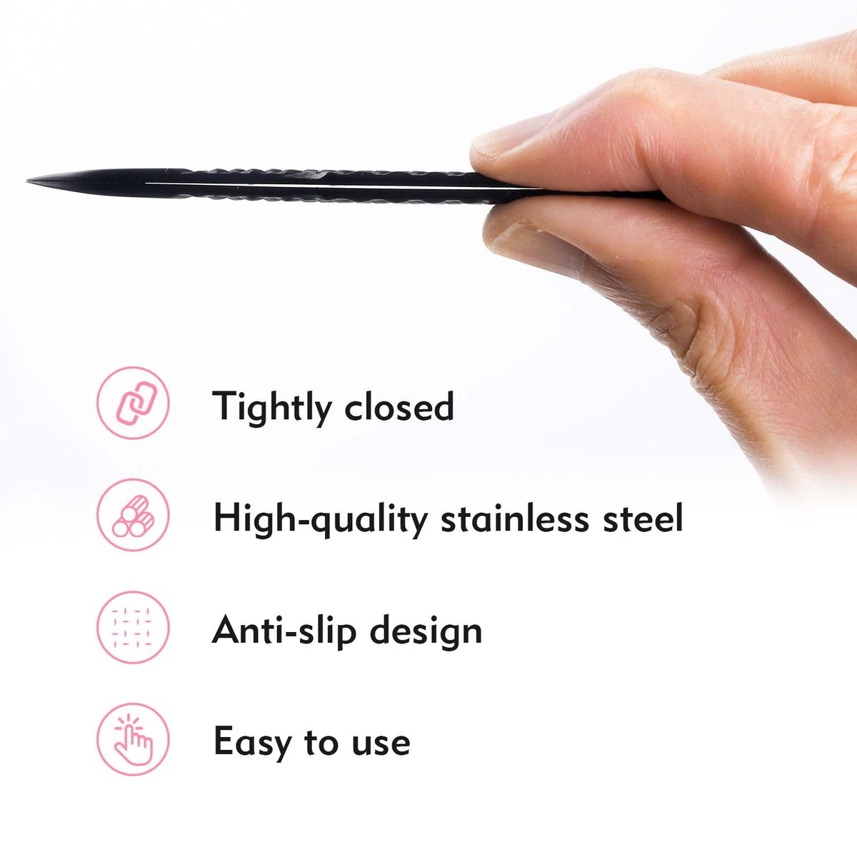 VEYES INC tweezers in use applying individual lash extensions on a client for steady application