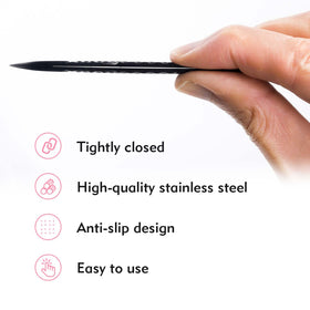 VEYES INC tweezers in use applying individual lash extensions on a client for steady application