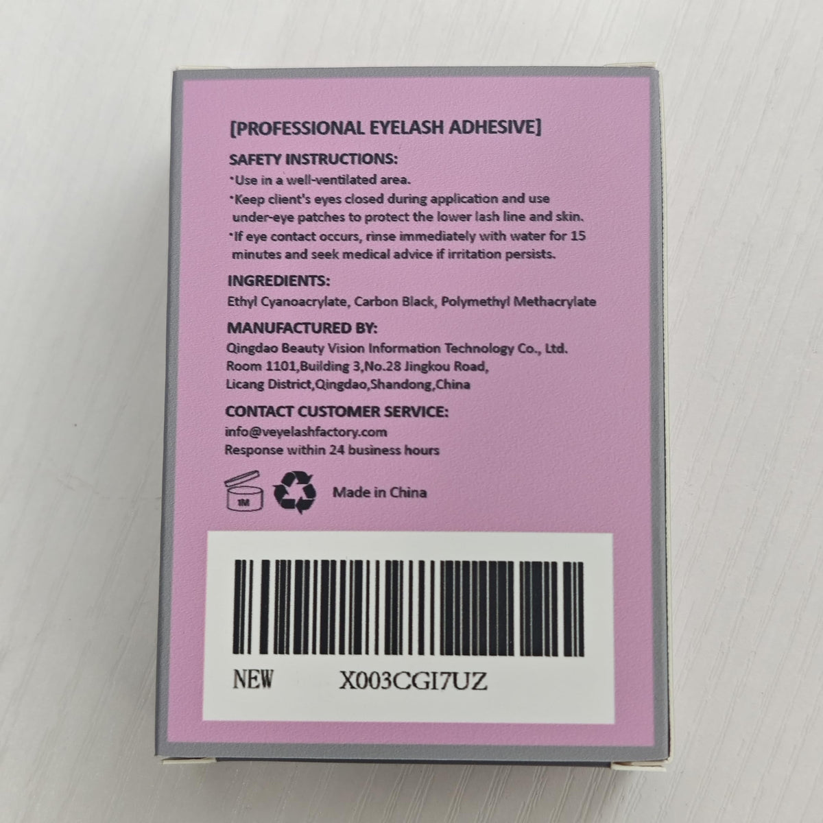VEYES INC safety information sheet and packaging, emphasizes latex-free formulation