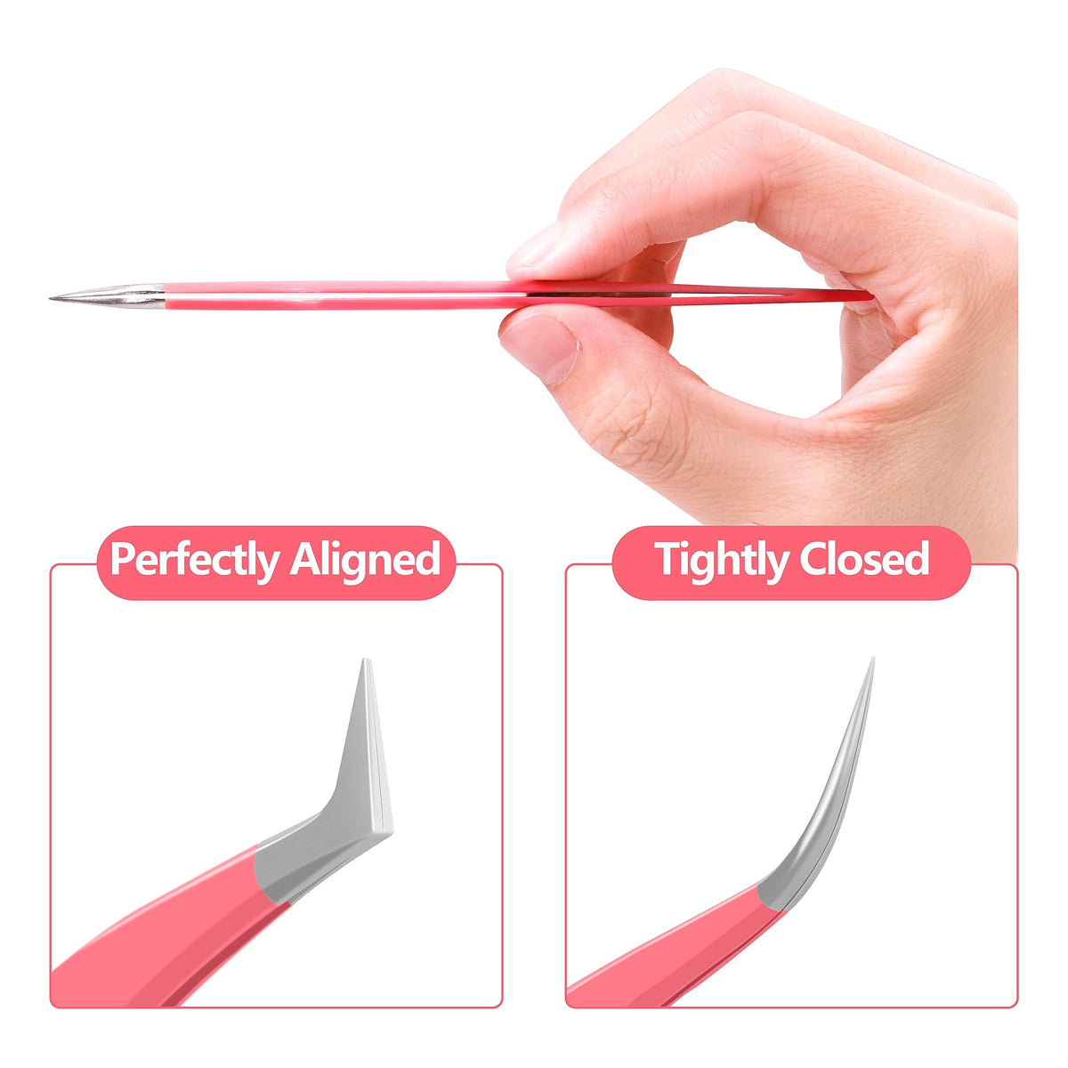 VEYES INC tweezers in use placing an extension for accurate application