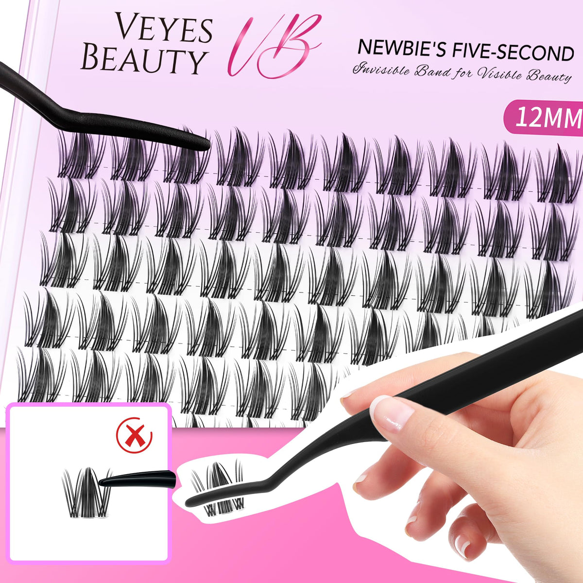 VEYESBEAUTY finished wispy manga lashes on model for lifted dramatic effect