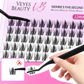 VEYESBEAUTY finished wispy manga lashes on model for lifted dramatic effect