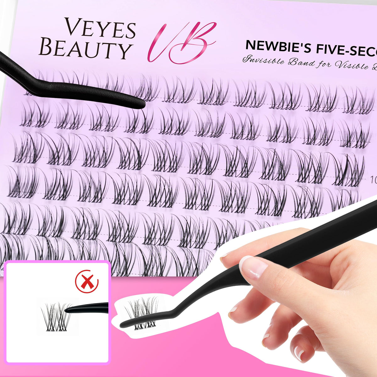VEYESBEAUTY Aliva worn on eye in lifestyle shot demonstrating wispy, flared enhancement