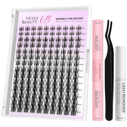 VEYESBEAUTY front packaging open showing tray and included tools for easy starts