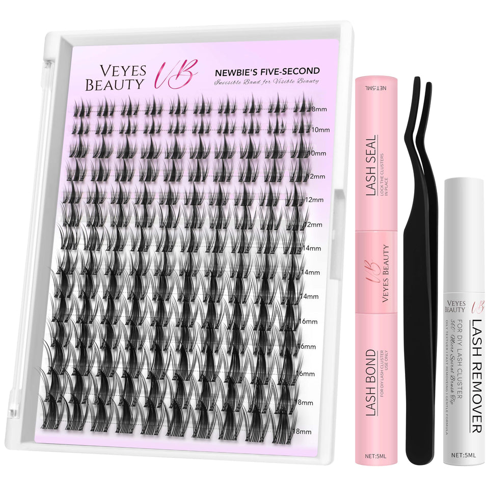 VEYESBEAUTY front packaging open showing tray and included tools for easy starts
