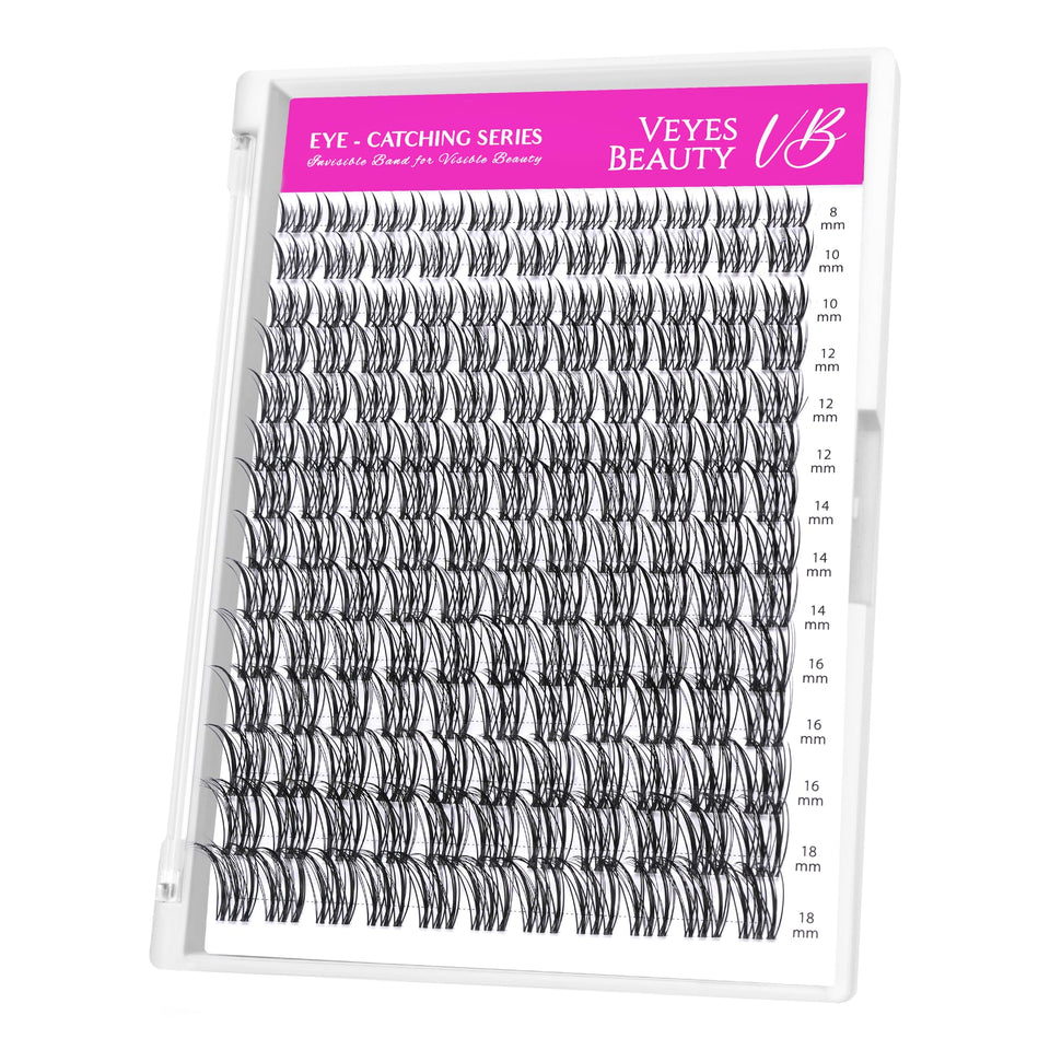 VEYESBEAUTY front tray view showing mixed 8–18mm clusters and organized layout for easy selection