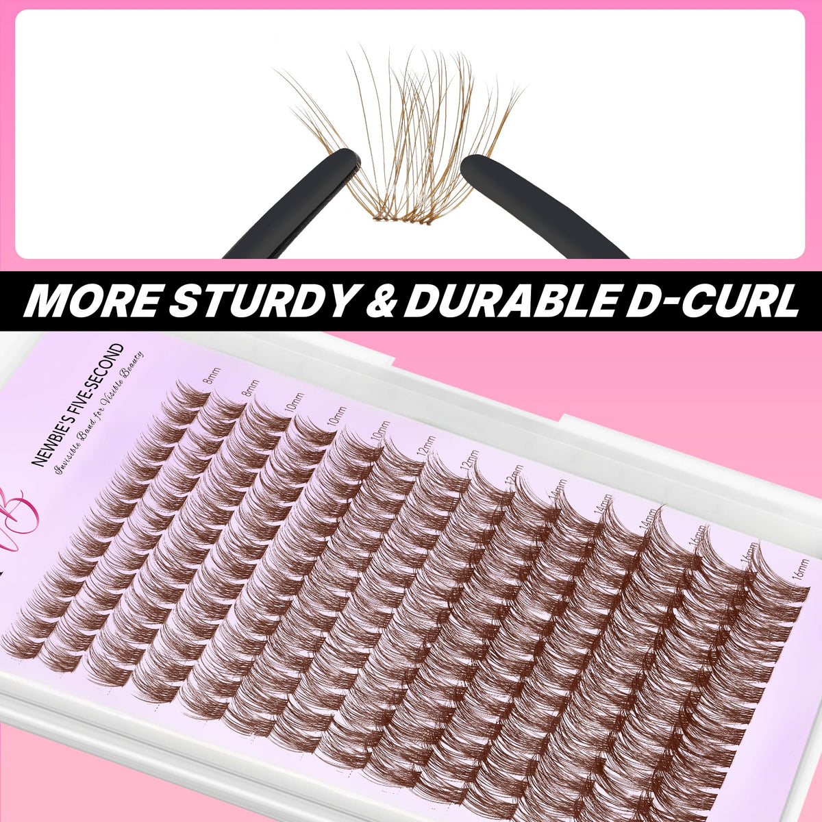 VEYESBEAUTY in-use image applying clusters with tweezers for easy DIY