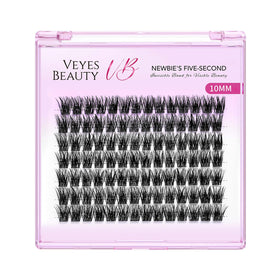 VEYESBEAUTY model wearing wispy clusters, natural enhancement benefit